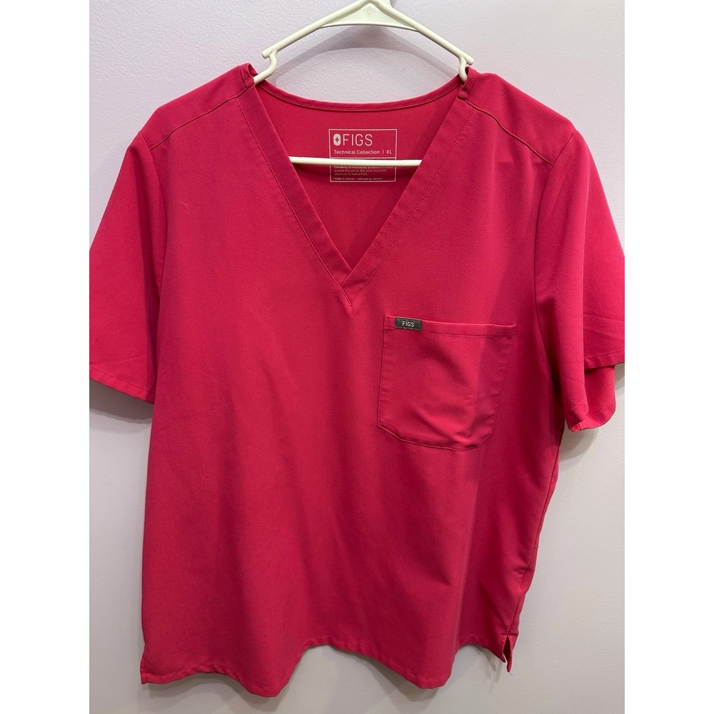 FIGS Technical Collection Pink Solid Knit Scrub Set Top & Pants Size XL